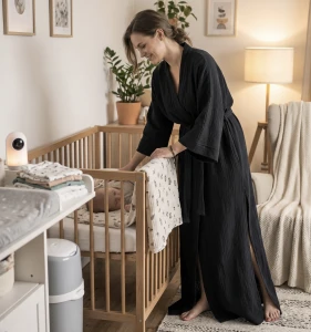 Muślinowe kimono dla mamy black